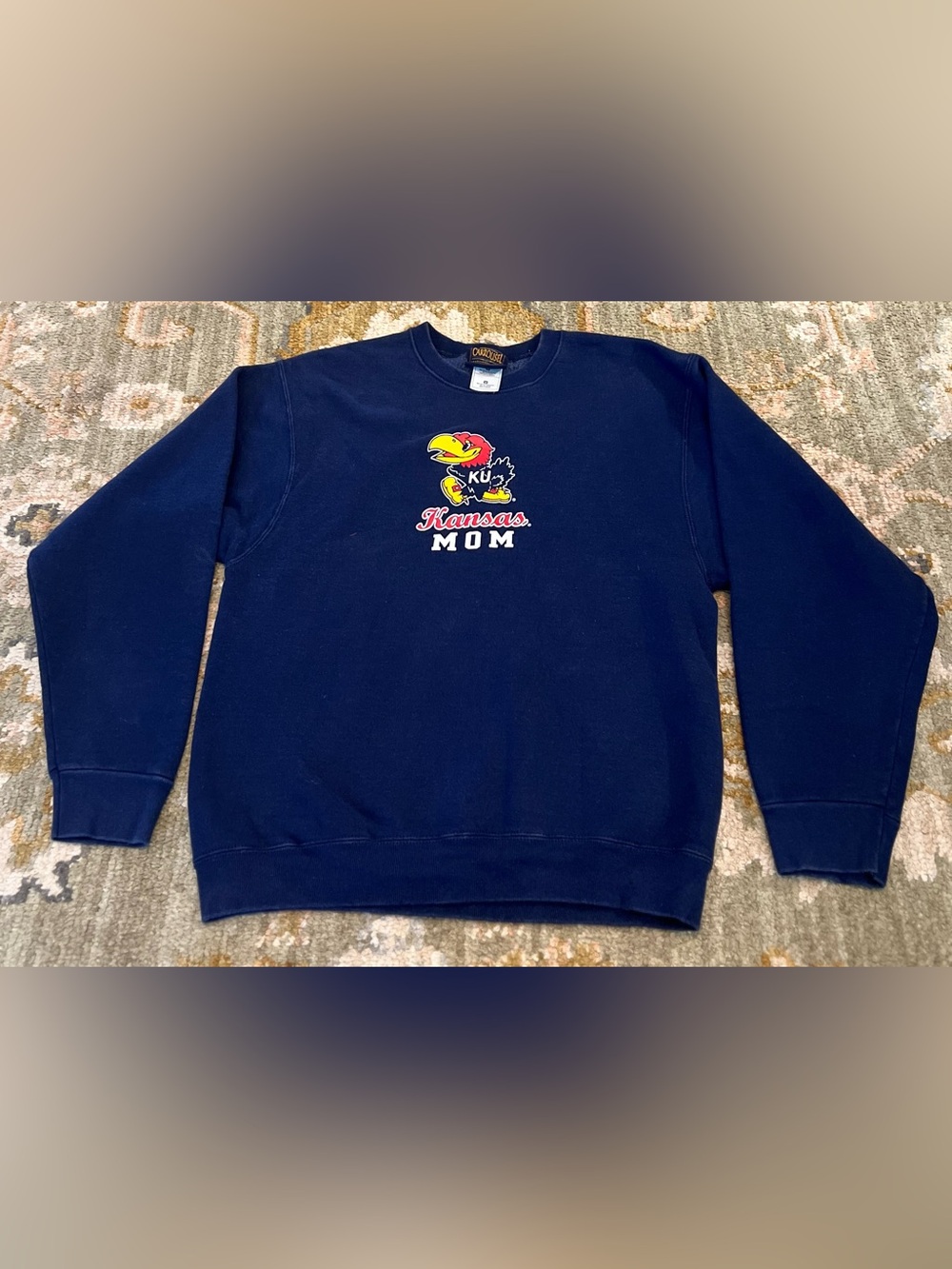 Kansas Jayhawks Vintage Kansas MOM Sweatshirt Women’s Size Medium Color Navy